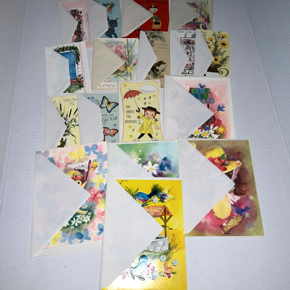 Vintage Assorted Get Well Greeting Cards 17 + envelopes, Unused - Picture 3 of 6